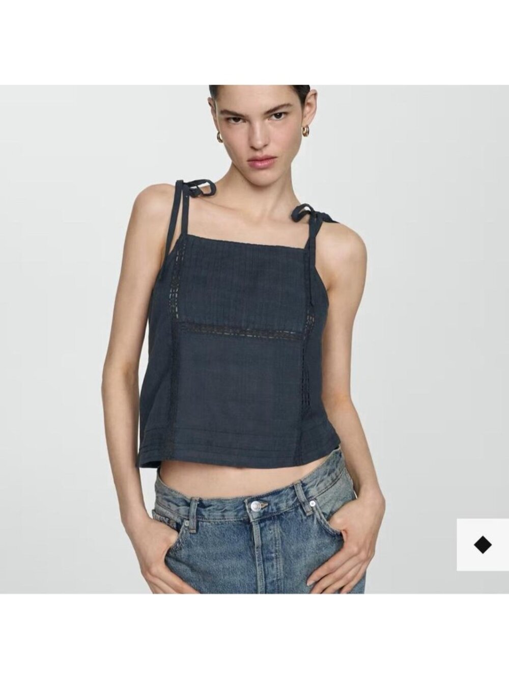 Mango black tank top with lace details. Size M #summer #feminine #cute #vacation